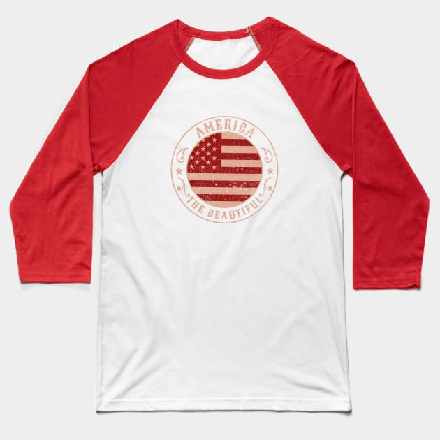 American flag Baseball T-Shirt by Polynesian Vibes